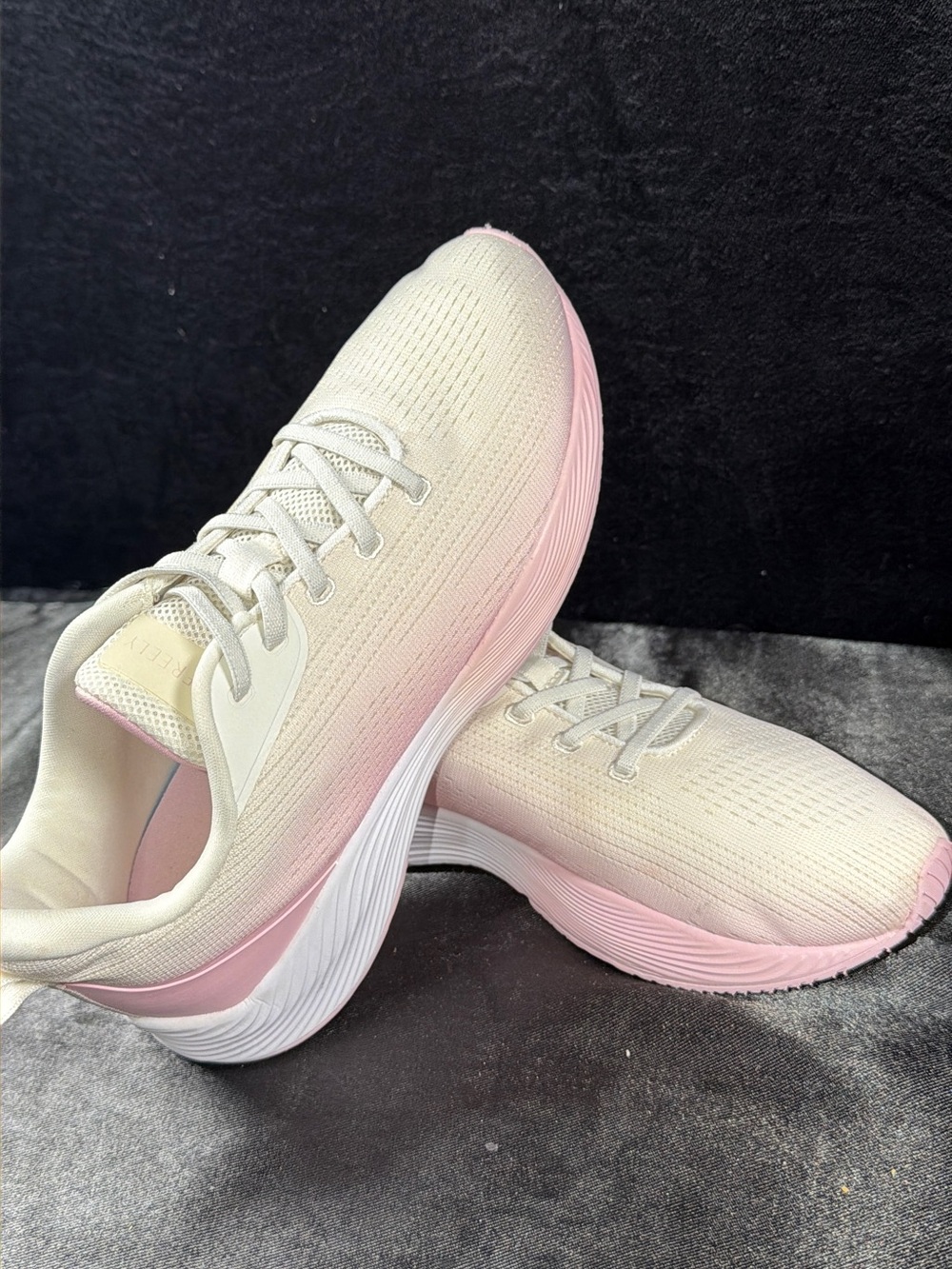 Women's Cream and Light Pink Knit Sneakers - Lightweight Daily Comfort